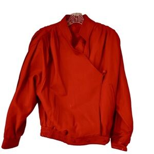 Vintage 1980s Jacqueline Ferrar Red Leather Bomber Jacket M